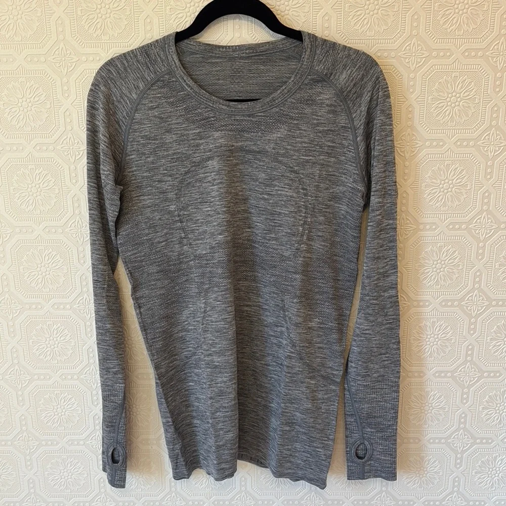 Lululemon Swiftly Tech Long Sleeve Crew Heathered Slate Gray Size 10